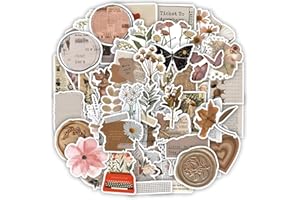 Canollo 60 Stück Aesthetic Sticker, Vintage Aufkleber Set, Wasserfeste Stickers, Sticker Aesthetic für Fotoalbum, Journal Stickers, für Kindle, Scrapbook, Laptop, Koffer, Erwachsene DIY Deko Aufkleber