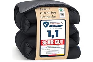 Bedsure Dwustronna kołdra 240 x 220 cm, 100% poliester, czarny/szary, 300 GSM, całoroczna poszwa na kołdrę