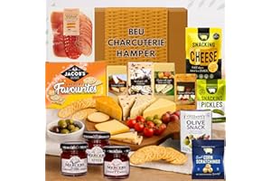 BEULAHZIBA MART Charcuterie Hamper Gift Box – Meat, Cheese Wedge, Chutney, Crackers Mix, Pickles, Olives & Snacks for Charcuterie Boards – Valentines Hamper & Gourmet, Cheese Hampers for Men & Women