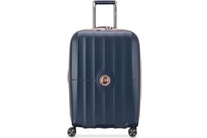 DELSEY Paris St. Tropez Hardside Expandable Luggage with Spinner Wheels, Navy, Checked-Medium 24 cale