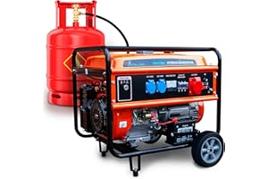 Extralink Generador Eléctrico 7500W Gasolina/Gas | Grupo Electrógeno Trifásico Dual Fuel 192F 4T, Onda Pura, 2×230V 1×400V, Arranque Eléctrico y Protección Sobrecarga | Portátil para Casa