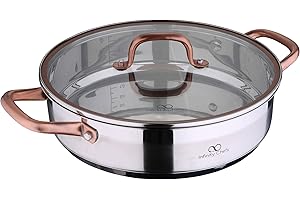 Bergner Infinity Chef Faitout à induction en acier inoxydable avec couvercle en verre Argenté 20 x 7cm
