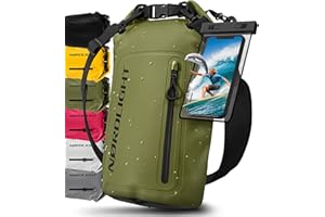 Nordlight Dry Bag wodoodporna torba z etui na telefon + zamknięcie rolowane, pasek na ramię | Drybag wodoodporny plecak worek transportowy torba żeglarska worek wodoszczelny - Oliwkowy, 30 litrów