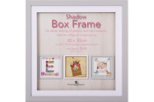 Pfennig N Squid Ltd Black Grey or White Shadow Box Frame Deep 3D Box Display Picture Frames 5 Sizes (Grey, 30x30cm)