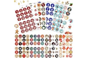 LIVESTN Autocollant Calendrier de l'Avent,10 x 24 Autocollants de Noël bricolage,Autocollants Noël Nombre,Noël Autocollants Calendrier,autocollants ronds de noël,pour DIY Calendrier de l'avent