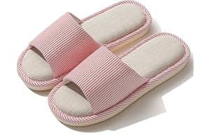 JIJIe Slippers for Women Men Linen Slippers Open Toe House Shoes Summer Sandals for Indoor Outdoor Bedroom