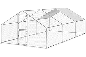 YITAHOME Gallinero XXL con caño, 3 x 2 m, gran recinto para 10 gallinas con doble cierre, cubierta impermeable de protección UV y techo puntiagudo para pollos, conejos y animales pequeños (3 x 6 x 2 m