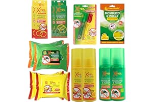 CURATED KITS Family Mosquito & Insect Repellent Bundle - with Xpel Adult Tropical Formula and Kids Deet-Free Repellent Spray, Bracelet, Wipes, and Mosquito Patches
