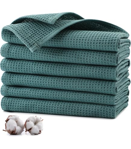 Türkisblau Gestreifte Küchentücher – 3er Set, 45 X 66 Cm, 100% Baumwolle, Saugstark & Schnell Trocknend