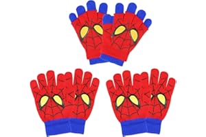 GENERIC 3 Pairs Superhero Gloves,Kids Magic Gloves,Winter Warm Red Magic Mittens for Boys,Gift Super Hero Adventure Gifts