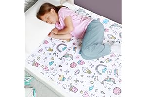 HYGGE SUPPLIES Hygge Sheets® Potty Training Bed Pads | 2Pack | 100% Waterproof | Bed Wetting Sheets for Single and Toddler Beds | Non Slip, Easy to Change at Night | Includes Free E-Book | UK Brand | Unicorn