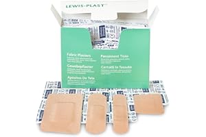 Lewis-Plast Premium Assortiment de Pansements en Tissu Respirant - Boîte de 100 Pansements Étanches de Qualité Médicale - Convient pour Tous Types de Petites Coupures et Écorchures - Guérison Rapide