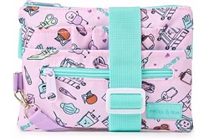 Nurse is Love Riñonera Enfermera Purple con Mosquetón | Organizador, Bolsa de Mujer Varios Bolsillos | Coloca Tijeras Enfermeria | Regalos Original | Tcae Accesorios