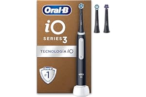 Oral-B iO 3 Cepillo de Dientes Eléctrico Negro con 3 Cabezales, 3 Modos De Cepillado Con Blanqueamiento Dental, Sensor De Presión y Temporizador, Diseñado por Braun