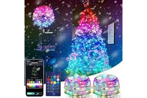 Frogetu Łańcuch świetlny LED RGB, 2 x 10 m, Bluetooth, sterowanie aplikacją, synchronizacja muzyki, USB, lampki fairy lights, oświetlenie bożonarodzeniowe, na zewnątrz i wewnątrz, dekoracja na imprezę