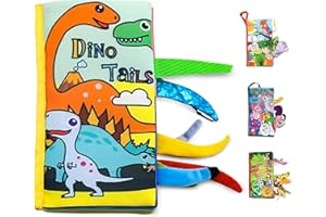 Adalex Global Baby Books Soft Cloth Book Toddlers Stroller Sensory Toy Boy Girl Baby Toys 0-3 0-6-6 6-12 Months 1 2 3 year old (Dino)