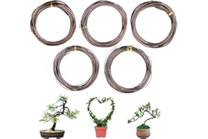SUPAWAY Basteldraht für Bonsai Aluminium Bonsai Trainingsdraht Draht zum Befestigen von Pflanzen Eloxierter Aluminium-Bonsai-Draht 5 Rollen mit 5 Größen (1/1,5/2 / 2,5/3 mm), Insgesamt 164 Füße
