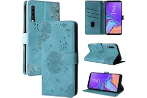 Rostsant Handyhülle für Samsung Galaxy A7 2018 Löwenzahn PU Leder Samsung Galaxy A7 2018 Flip Case Brieftasche Tasche Hülle Magnetisch Handyhülle für Samsung Galaxy A7 2018 Blau