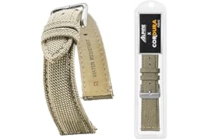 ALPINE INTERNATIONAL Alpine Cordura Fabric Watch Band - Quick Release Replacement Watch Bands - Water Resistant Back Lining Leather Strap - Watch Bands for Women & Men - Compatible with Regular & Smart Watch Bands