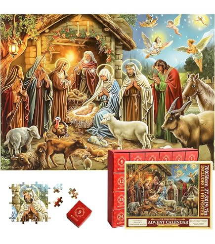 Calendario De Adviento Puzzle 2025: Nacimiento De Jesús Para Adultos (70x50cm, Póster Incluido)
