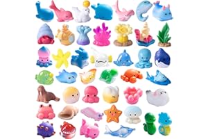 Chennyfun 44 Pcs Mini Sea Animals, Ocean Mini Resin Animals, Tiny Sea Animal Figurines, Little Marine Miniature Aquarium Ornaments, for Fairy Garden Micro Landscape Aquarium Dollhouse Decor