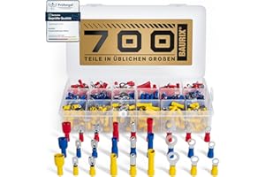 ‎BAURIX BAURIX® Cable lugs set 700 pieces I crimp connectors assortment I connectors, blade receptacles, ring cable lugs, round connectors, butt connectors
