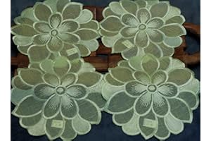 AUDE HOME Deckchen 20cm rund 4er Packung Apfelgrün Kommodedeckchen (20 cm rund)