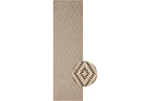 ‎THE CARPET the carpet Kansas - robuster Outdoor Teppich im natürlichen Jute-Look, wetterfest, geeignet für Terrasse und Garten, Raute, 60 x 180 cm