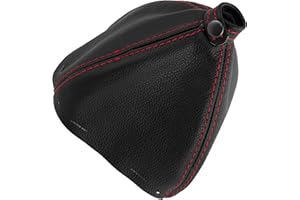 AERZETIX - C63946 - Funda para palanca de cambios en piel genuina - compatible con Alfa Romeo 159 2005-2011 - color: negro con costuras rojas - para caja de cambios manual