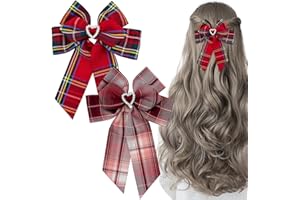 JACZORA 2PCS Tartan Bow Knot Hair Clips, Laid Fashion Festive Accessories, Scottish Hair Clips Elegant Clip for Girls Women Hair Accessories