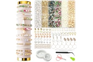 Armband Set Selber Machen, Perlenset für Armbänder, DIY Schmuck Selber Mädchen Set Natürliche Edelstein Perlen Sets für Kinder Erwachsene Geschenkidee für Geburtstags Partys-mit 5 Zubehörteilen