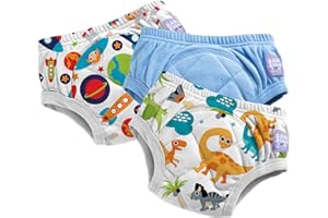 Bambino Mio Majtki do nauki nauki korzystania z nocnika wielokrotnego użytku, 3-4 lata - Niebiescy astronauci i dinozaury, dla chłopców i dziewcząt, bielizna