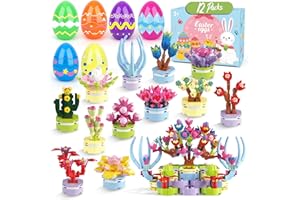 Hoarosall Cadeau Paques Enfant 12Pcs Oeuf De Paques Jouet avec Blocs de Construction pour Succulentes Oeufs De Paques Plastique pour Panier Paques Enfant Decoration Paques Chasse Aux Œufs De Paques