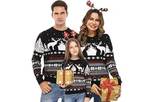 Uniexcosm Pull de Noël Famille Sweat Noël Famille Sweatshirt Parent-Enfant Pullover Famille Noël pour Hommes Femmes Enfants