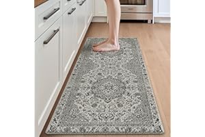 DEXI Kitchen Mat 60 x 150 cm, Anti-Fatigue Cushioned Standing Mats Non Slip Waterproof, Extra Large Washable Carpet Runner Rugs for Floor, Laundry, Home Office, Grey