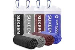 Sukeen Cooling Towel, Cooling Towels 4 pack, Stay Cool Ice Towel, Cooling Towels for Neck, Cold Towel, Gym Towel Men Women (4pcs, Black/Dark Grey/Maroon/Royal Blue)