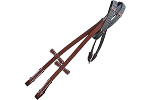 EXIONPRO Exion Rênes en caoutchouc doublées à quatre rangées avec 7 bouchons à main et boucles en acier inoxydable | Rênes anglaises pour chevaux | Rênes de dressage