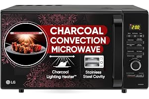 LG 28 L Charcoal Convection Healthy Microwave Oven with 301 Auto Cook Menu (MJ2887BIUM, Black, Healthy Heart Recipes, Diet Fry, 360° Motorised Rotisserie & 10 Years of warranty on Charcoal Heater)