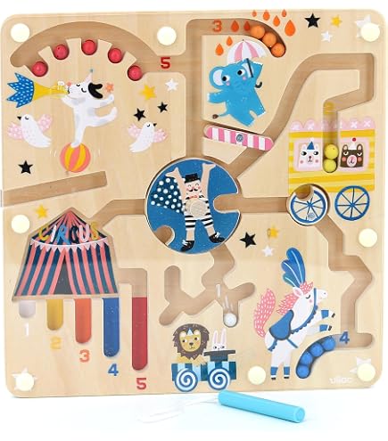Tooky Toy Labyrinthe à Perles – Jeu De Concentration Et Motricité – En Bois – Dès 2 Ans
