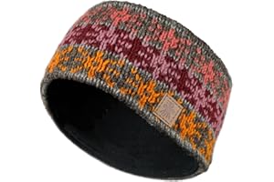 Pachamama Damen-Ohrenwärmer aus Wolle, mit Fleece gefüttert, handgestrickt, Sterne, grau, mehrfarbig, Einheitsgröße, handgefertigt, Fair Trade