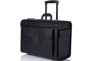 alpine swiss Rolling 17" Laptop Briefcase on Wheels Attache Lawyers Case Legal Size Black