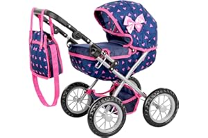 Kinderplay Dolls Pram | Toy Pram | Baby Doll Pram - Toy Pushchair | Dolls Buggy | Dolls Pushchair | Doll Stroller with Adjustable Handle (33-63 cm), model KP0262T