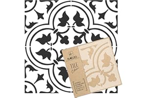 NAKLEO Gozo Tile Plantilla de plástico reutilizable – 25x25cm - Morisco Floral Español - Geométrico marroquí - Adoquín Bloque Concreto Piso Pared Pintura Plantilla Madera