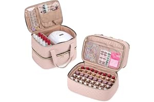 Yarwo Organizador Esmaltes Caber Una Lámpara de Uñas y 50 Botellas (15ml - 0.5 FL.oz), Neceser Pintauñas de Doble Capa con Divisores Ajustables para Herramientas de Arte de Uñas, Rosa Vintage