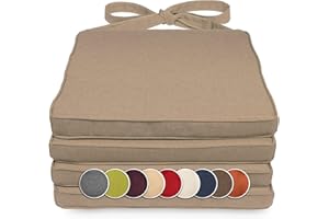 sunnypillow 4er Set Stuhlkissen 40 x 45 x 5cm | Polsterauflage Auflage für Stühle/Rattanstühle | Stuhlauflage mit Schleifenbändern | Indoor/Outdoor | Beige |