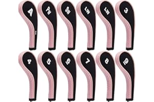 Andux Number Print Golf Iron Club Head Covers Long Neck with Zipper 12pcs/Set