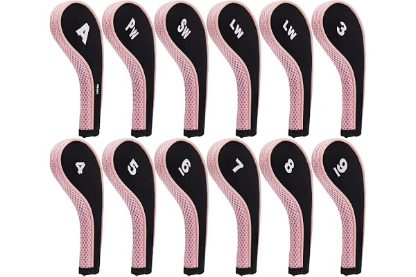Andux Lot de 12 Housses de tête de Club de Golf avec Fermeture éclair
