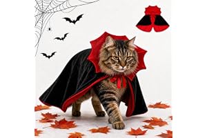 Halloween Hundkostym Vampyrmantel, Kostym för Hund & Katt, Storlek M | Halloween Kattkostym med Ståkrage & Dubbelspänne, Ideal för Små Hundar, Halloween, Fest, Fotografering, Karneval