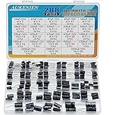 AUKENIEN 23 Value 288 Pcs Electrolytic Capacitor Kit Aluminum Electrolytic Capacitors 10uF to 2200uF 10V 16V 25V 35V 50V Elec