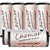 Lazmor Premium Biodegradable Garbage Bags | Small | 180 Count | 17x19 inches | 43x48 cm | Black | For Dry & Wet waste | 30 bags/roll (Pack of 6) | Dus